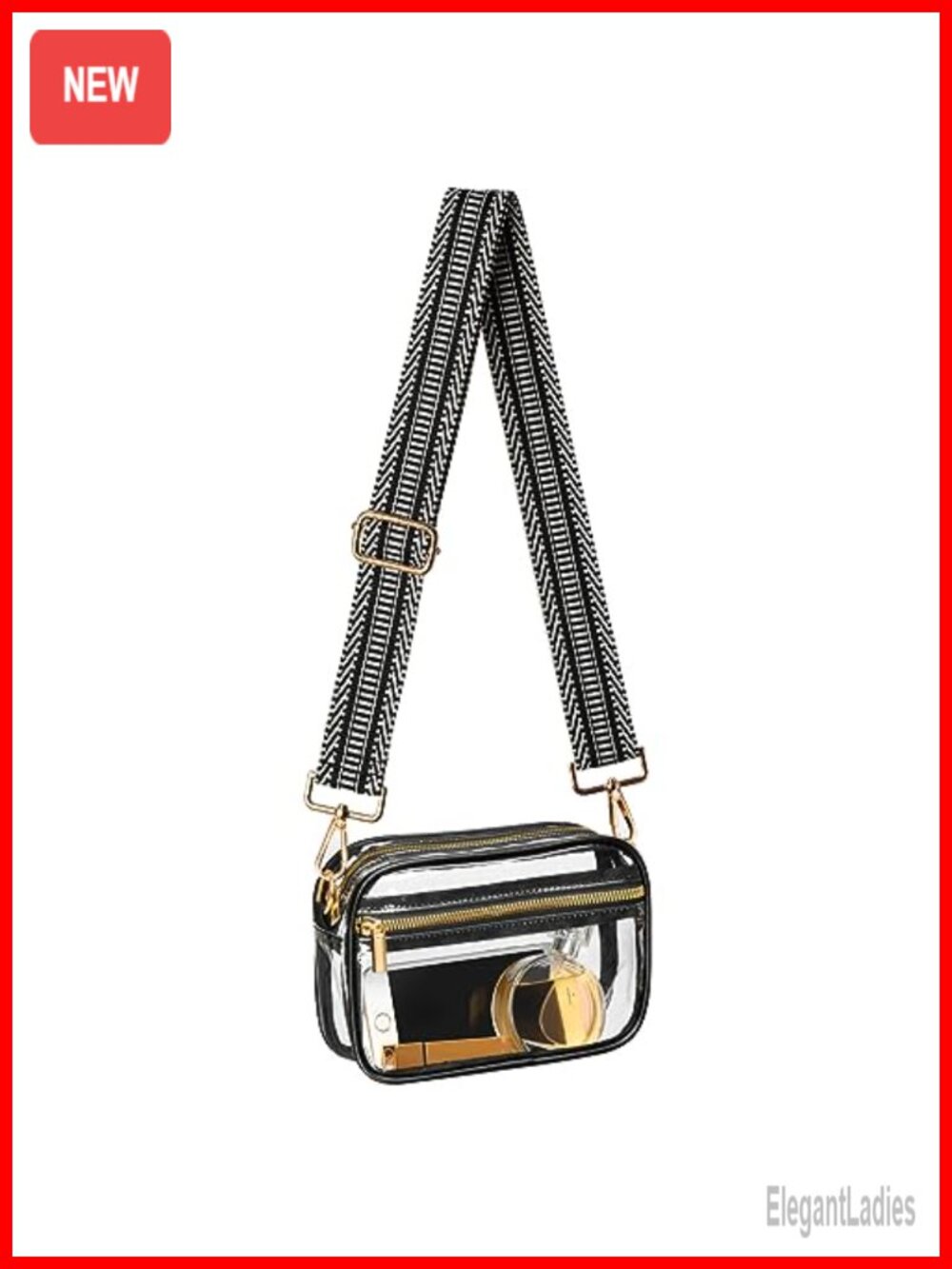 Clear Stadium Approved Crossbody Purse with Adjustable Strap - PVC